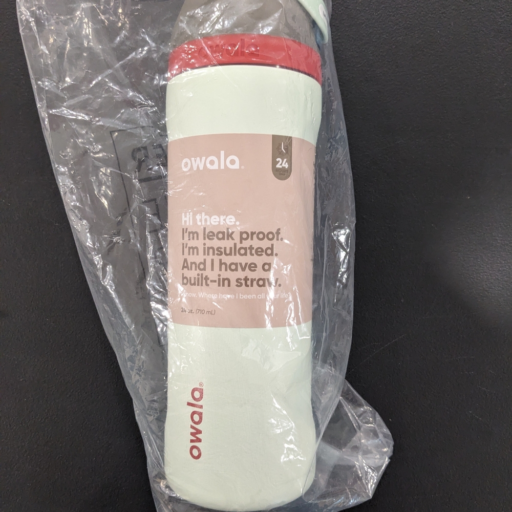 Owala Mint and Red Water Bottle